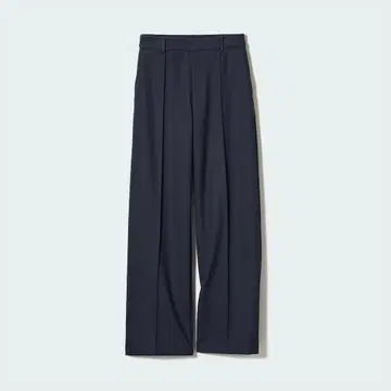 유니클로 브러쉬드 저지 와이드 팬츠 긴 길이 네이비 M