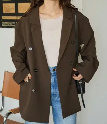 미사용 FREAK'S STORE 더블 테일러드 자켓 브라운