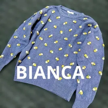 BIANCA 비앙카 총 자수 고급 니트 퍼플 블루