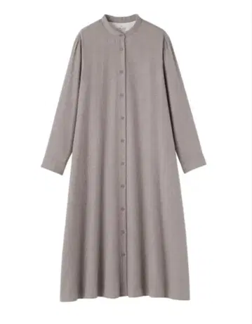 무인양품 양면 기모 플란넬 스탠드 카라 긴팔 원피스 베이지.XL