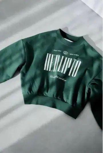 Herlipto 다크 그린 크롭 맨투맨