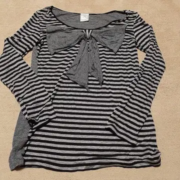 PUPULA 스트라이프 리본 긴팔 상의 38