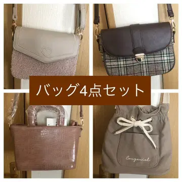 숄더백 4종 세트 묶음 판매 브라운 가을/겨울 체크 무늬 보아 소재