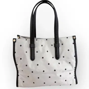 러셋 토트백 나일론 도트 무늬 화이트 핸드백
