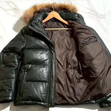 새상품급/레어 컬러 L 상당 폴스미스 램 가죽 다운 자켓 퍼 그린