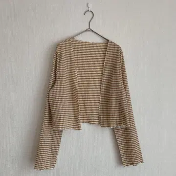 데이지 보더 숏 시어 가디건 긴팔 얇은 소재 크롭 기장 a985