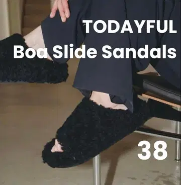 TODAYFUL Boa Slide 샌들 38 블랙