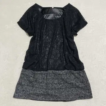 [ 빅 사이즈 LL ] 선취회 레이스 니트 절개 원피스 튜닉 캐주얼