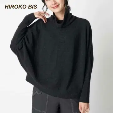 히로코비스 캐시미어 울 니트 스웨터 풀오버 하이넥 그레이