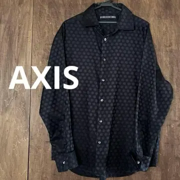 AXIS 블랙 도트 무늬 긴팔 셔츠 실크 100% 블랙 블랙 구제 의류