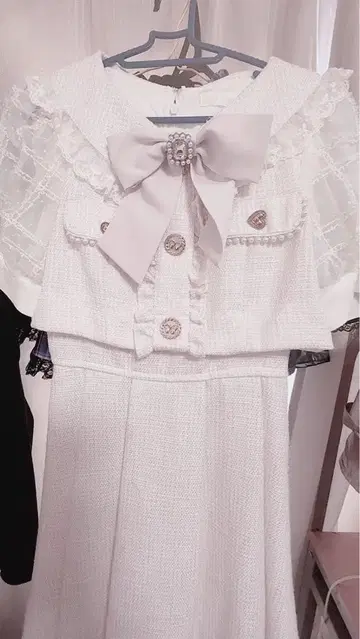 LIZLISA 트위드 셋업풍 원피스 핑크