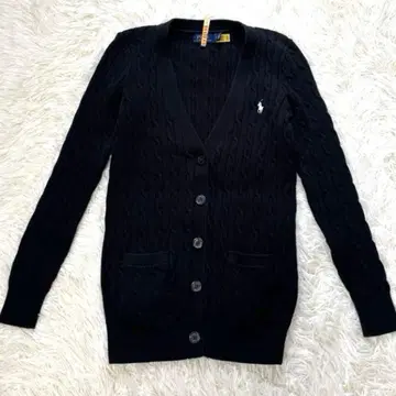 [ 폴로 랄프로렌 ] 케이블 니트 가디건 롱 기장 블랙 M 사이즈