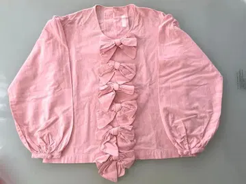 PINKHOUSE 긴팔 리본 디테일 핑크 블라우스