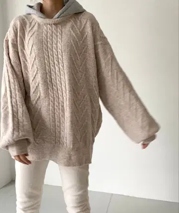 CANALJEAN RCW 후드 부착 케이블 니트