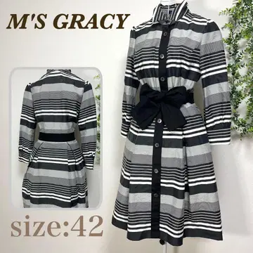 엠즈 그레이시 M'S GRACY 원피스 42 보더 리본 LL