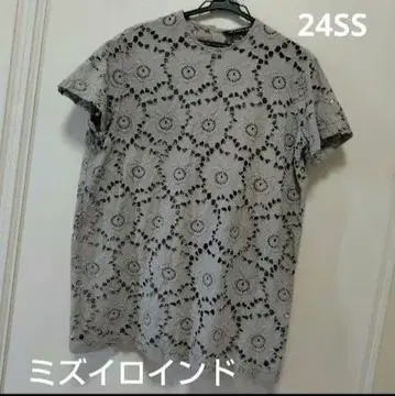 중고 mizuiro ind 레이스 크루넥 튜닉 셔츠 미즈이로 인드