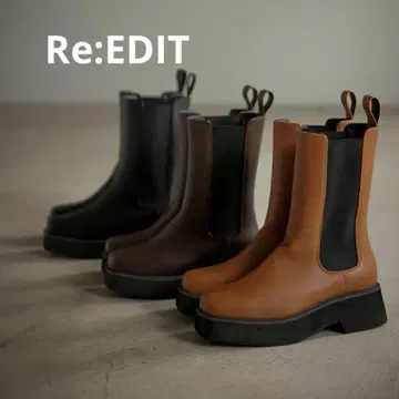 Re:EDIT 스퀘어토 사이드 고어 부츠 미사용 새상품 카멜