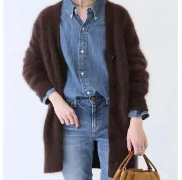 FURkNIT 와이드 v 가디건 스픽 앤 스팬 plage