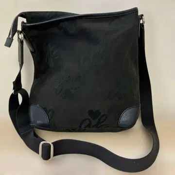 아그네스 베 블랙 캔버스 숄더백