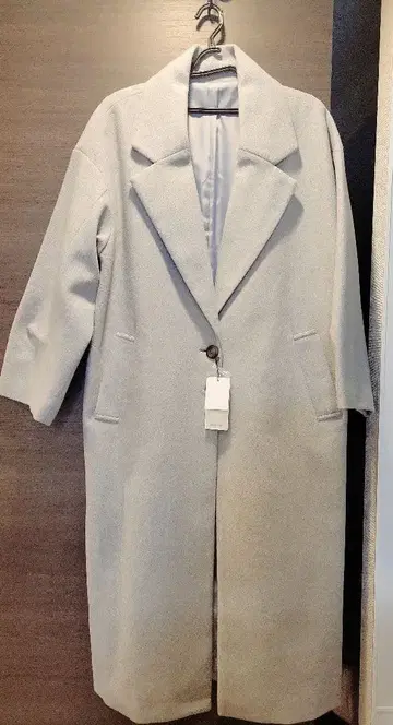 택 포함 새상품 그레이 롱 코트 울 느낌