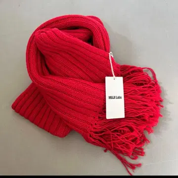 MUJI labo 무인양품 무지 라보 메리노울 로우 게이지 스톨 빨간색