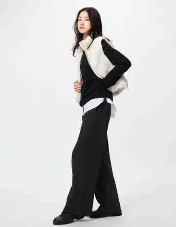 유니클로 웜 플리스 스트레이트 팬츠 긴 길이