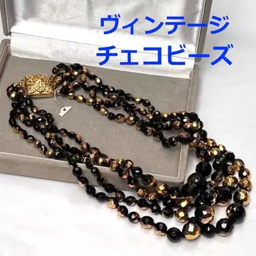 A55 빈티지 체코 비즈 4연 목걸이