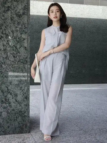 anuans 시어 보일 세미 와이드 팬츠 아이스 그레이 S