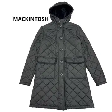 [컨디션 최상] 매킨토시 퀼팅 롱 코트 보아 안감 블랙 36