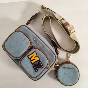 레어 마이클코어스 제트셋 데님 숄더백 파우치 포함
