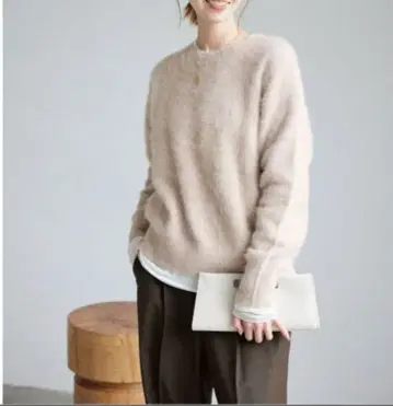 SLOBE IENA 폭스 캐시미어 풀오버 베이지 긴팔