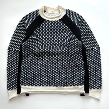 사카이 럭 로우게이지 니트 화이트 네이비 긴팔 크루넥 여성용