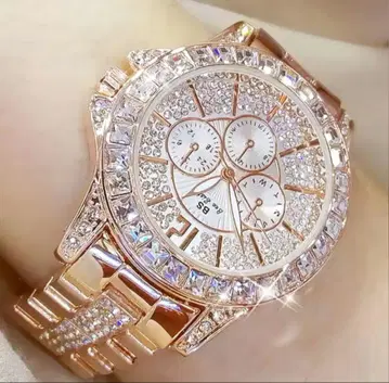 크리스탈 장식 크로노그래프 시계 손목시계