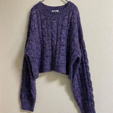 INGNI [ M ] 숏 기장 멜란지 케이블 니트 퍼플 보라색