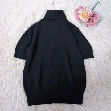 ROPE 하이넥 반팔 니트 모 100% 블랙 M