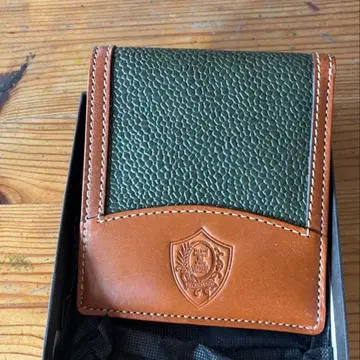 이단 접이식 지갑 그린과 브라운 가죽 남성용