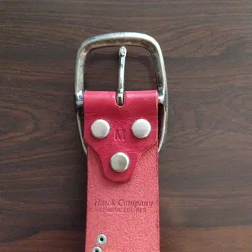 호크 컴퍼니 천연 가죽 스터드 벨트 차분한 빨간색