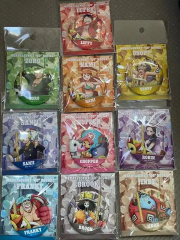 원피스 무기와라 스토어 13주년 기념 캔뱃지 밀짚모자 일당 컴플리트 세트