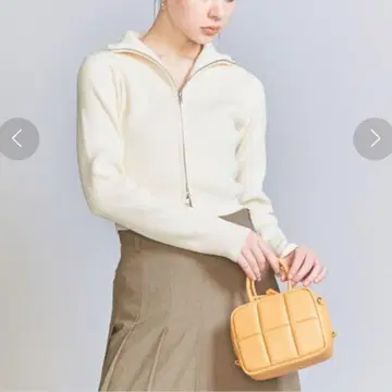 B&Y 애로우즈 워셔블 코튼 블렌드 립 지퍼 가디건 화이트