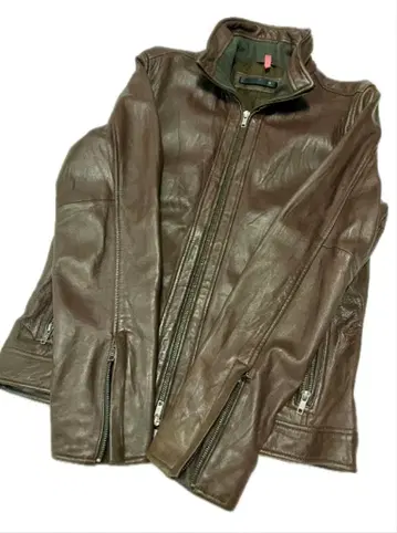 류구 레더 라이더 자켓 양가죽 다크 브라운 L 램 가죽
