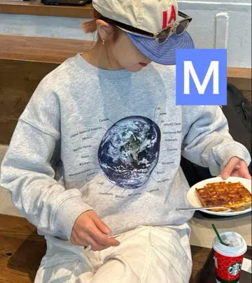 CIAOPANIC TYPY EARTH 맨투맨 그래픽 프린트 그레이