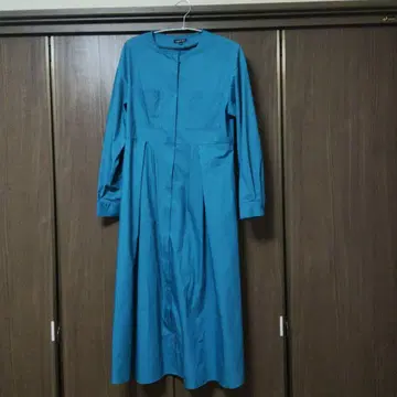 INDIVI 파랑 긴팔 셔츠 원피스 38