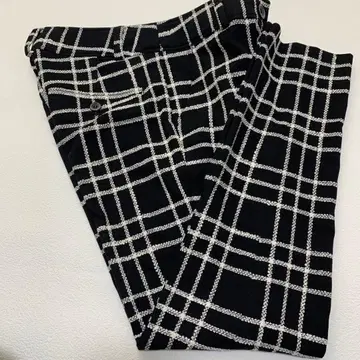케티 체크 무늬 격자 무늬 팬츠 블랙 x 화이트 화이트 블랙