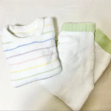 룸웨어 파자마 겨울 상하의 세트 보더 레인보우 복슬복슬 따뜻한