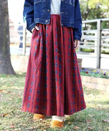 티티카카 기모 네이티브 맥시 스커트 레드