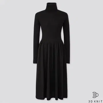 유니클로 3D 엑스트라 파인 메리노 리브 원피스