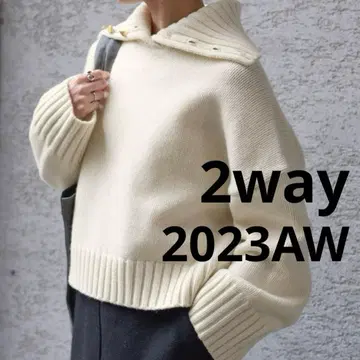 스픽 앤 스팬 울 단추 열림 니트 터틀넥 2way