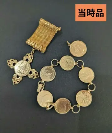 쇼와 레트로 빈티지 코인 브로치 팔찌 버블기