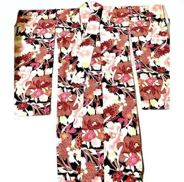 후리소데 후리후 블랙 베이스 꽃무늬