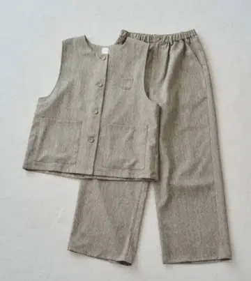 언클립 브라우 린넨 셋업